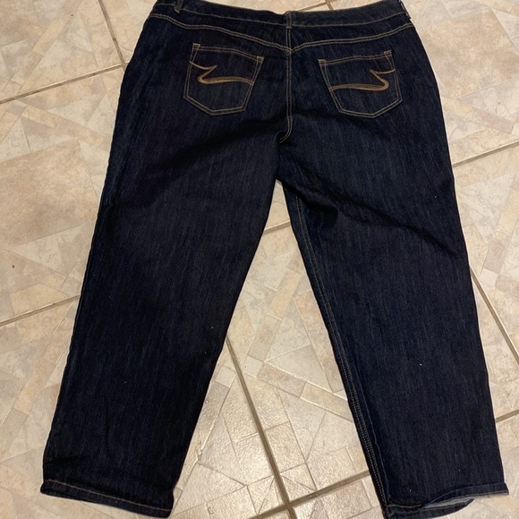 Q womens JMS solid dark blue stretch classic fit plus size jeans 24WS. Like New - Picture 3 of 7